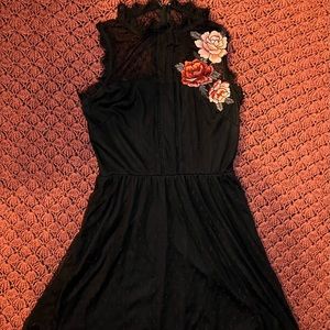 Xtraordinary Black Dress with Flower Detail, Sz M